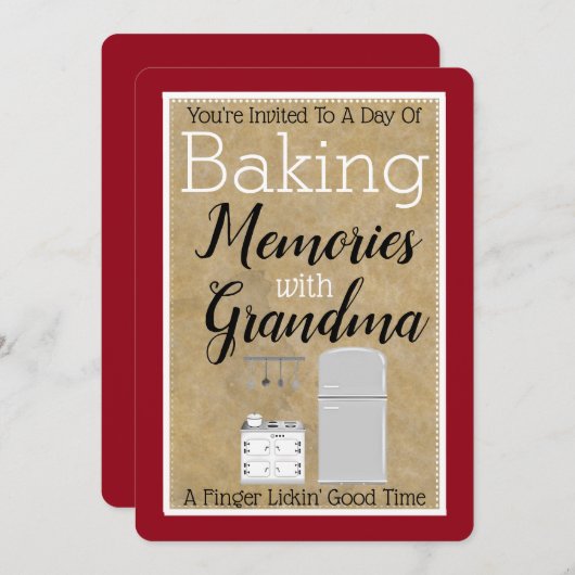 Backen von Erinnerungen mit Oma-Einladung Einladung (Vorne/Hinten)