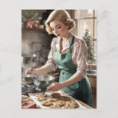 Backen Weihnachtskekse Aquarell Postkarte (Vorderseite)