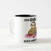 Backen, weil Mord falsch ist - Funny Sloth Hallo Zweifarbige Tasse (Vorderseite Links)