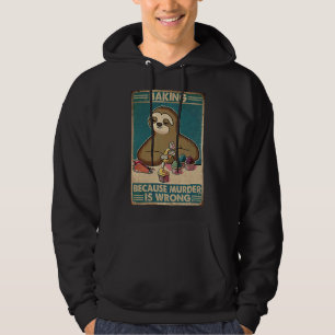 Backen, weil Mord ist falsch Faultier Retro Hoodie