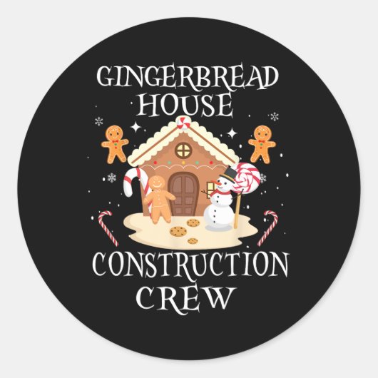 Backen Xmas Gingerbrot House Construction Crew De Runder Aufkleber (Vorderseite)