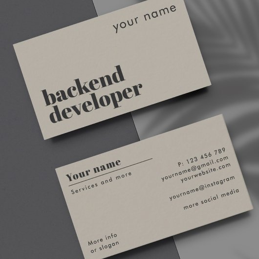 Backend-Entwickler moderne Visitenkarte