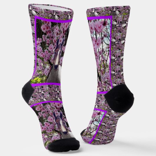 Backenpony und Blüten, Crew Socken (Gewinkelt)
