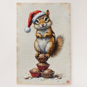 Backenstopfendes Streifenhörnchen Weihnachtsbonbon Puzzle