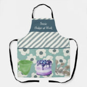 Bäcker am Arbeitsplatz Aquamarine Streifen und Blu Schürze (Vorderseite)