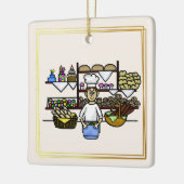 Bäcker in seiner Bäckerei Weihnachtsdekoration Keramikornament (Links)