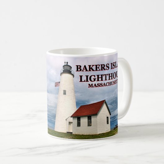 Bäcker-Insel-Leuchtturm, Massachusetts-Tasse Kaffeetasse (VorderseiteRechts)