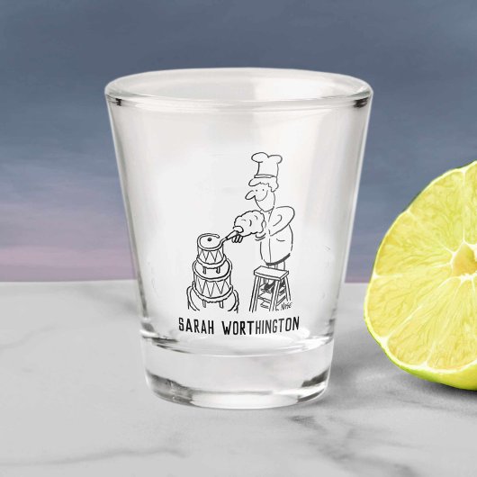 Bäcker, Kuchenbacken und Backwaren. Schnapsglas