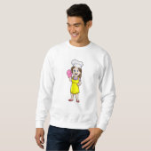 Bäcker mit Kochhandschuh und Schürze aus Ofen Sweatshirt (Vorne ganz)