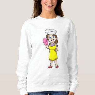 Bäcker mit Kochhandschuh und Schürze aus Ofen Sweatshirt