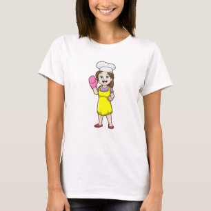Bäcker mit Kochhandschuh und Schürze aus Ofen T-Shirt
