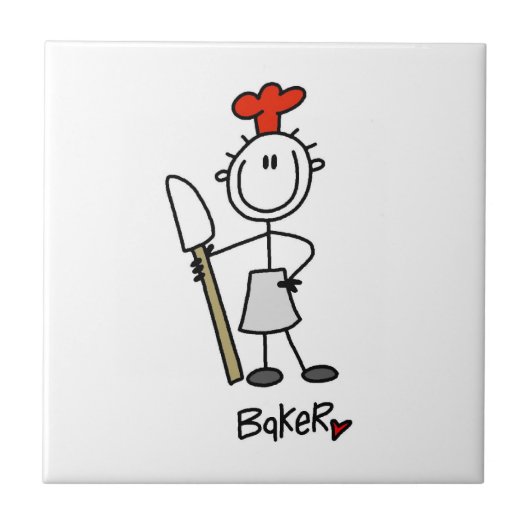 Bäcker mit Teigschaber Fliese (Vorderseite)