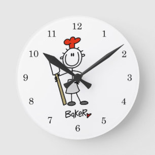 Bäcker mit Teigschaber Runde Wanduhr