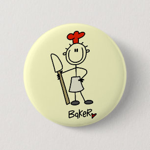 Bäcker mit Teigschaber T-Shirts und Geschenke Button