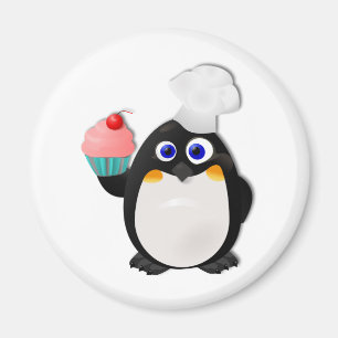 Bäcker-Pinguin mit kleinem Kuchen II Magnet
