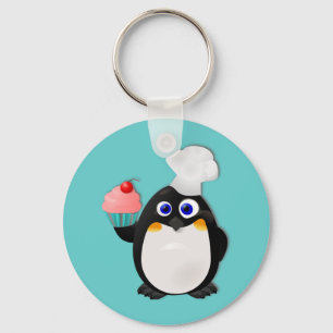 Bäcker-Pinguin mit kleinem Kuchen II Schlüsselanhänger