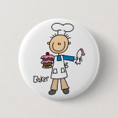 Bäcker-Strichmännchen-Knopf Button (Vorderseite)