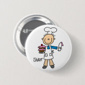 Bäcker-Strichmännchen-Knopf Button (Vorne & Hinten)