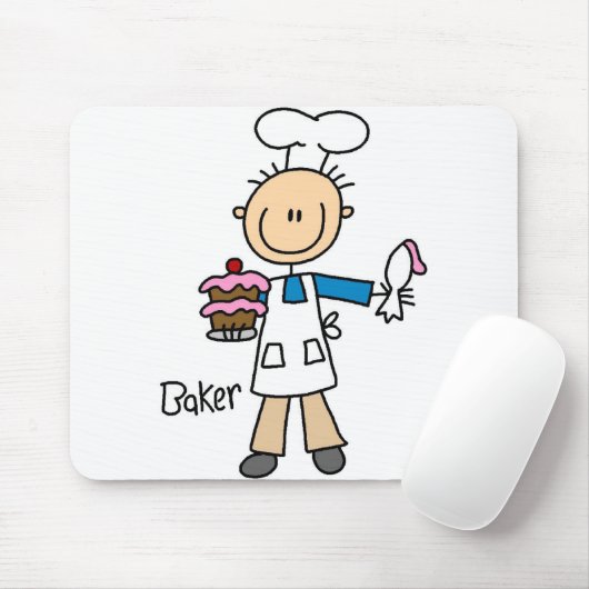 Bäcker-Strichmännchen Mousepad (Mit Mouse)
