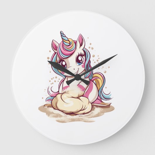 Bäcker Teig Einhorn (1) Große Wanduhr (Vorderseite)