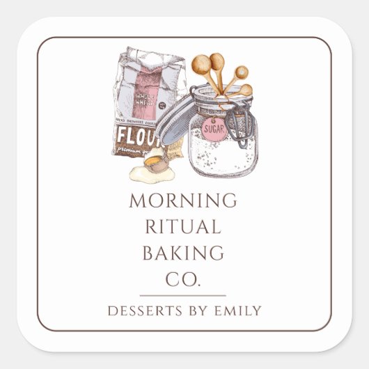 Bäcker von Artisan-Bäckerei Quadratischer Aufkleber (Vorderseite)