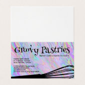 Bäcker Whisk | Iridescent Holographic Background Visitenkarten (Außenseite Aufgefaltet)