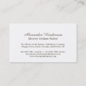 Bäckerbäckereiweizenkorn-Braun-Visitenkarten Visitenkarte (Rückseite)