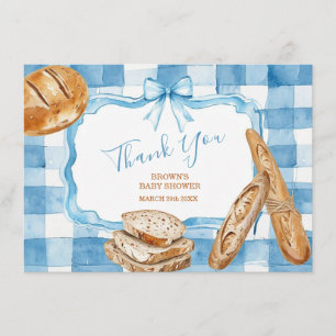 Bäckerei-Baby-Shower-Dankeskarten Blaues Brot Da Begleitkarte