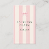 Bäckerei-Bäcker-Rosa-Grün-gestreifter-Bogen-QR-Cod Visitenkarte (Vorderseite)