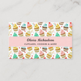 Bäckerei Bäcker Süßes Cupcake-Muster QR-Code Visitenkarte