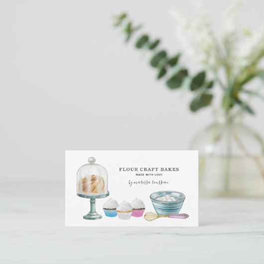 Bäckerei Bäckerei Konditorei Koch Aquarell Visitenkarte (Stehend Vorderseite)