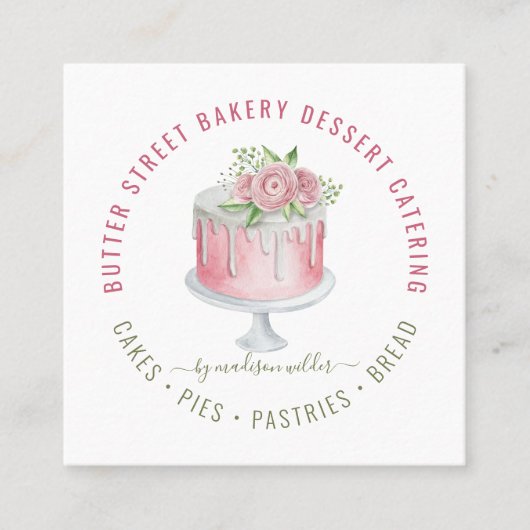 Bäckerei Bäckerei Konditorei Koch Aquarellgebäck U Quadratische Visitenkarte (Vorderseite)