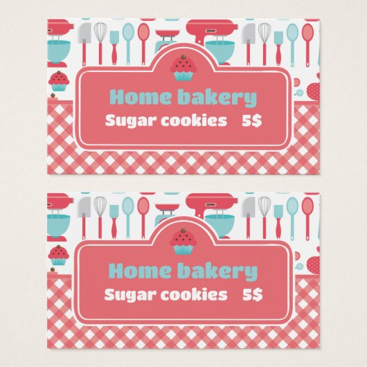 Bäckerei Backhilfsmittel Roter Gingham Preis Tag (Vorne & Hinten)
