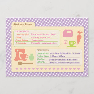 Bäckerei Backrezeptkarte Geburtstagsparty einladen Einladung