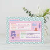 Bäckerei Backrezeptkarte Geburtstagsparty einladen Einladung (Stehend Vorderseite)