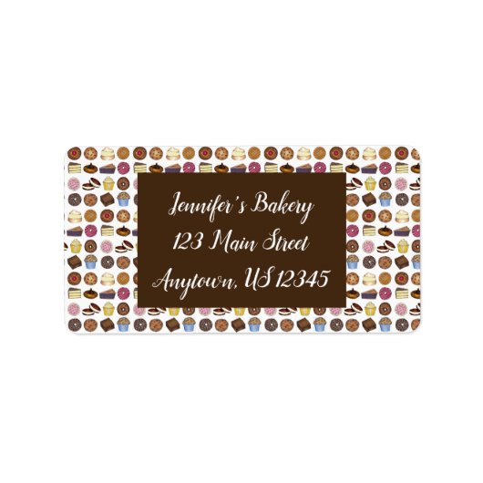 Bäckerei Bake Sale Foods Brownie Cupcake Pie Süßig Adressaufkleber (Vorne)
