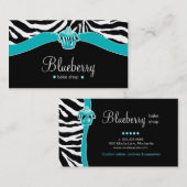 Bäckerei-blauer kleiner Kuchenzebra-Tierdruck Visitenkarte (Vorne/Hinten)
