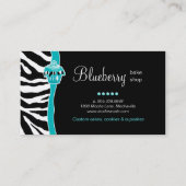 Bäckerei-blauer kleiner Kuchenzebra-Tierdruck Visitenkarte (Rückseite)