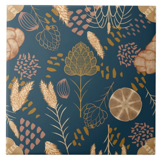 Bäckerei Bliss: Artistisches Brot und Gerste, Aqua Fliese (Vorderseite)