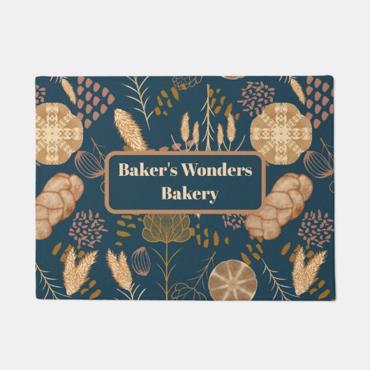 Bäckerei Bliss: Artistisches Brot und Gerste, Aqua Fußmatte (Vorderseite)