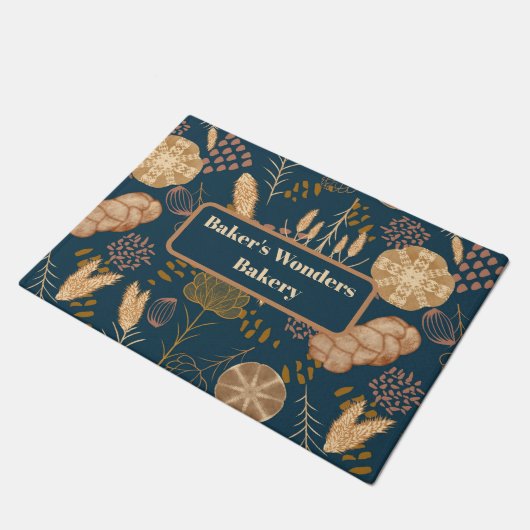 Bäckerei Bliss: Artistisches Brot und Gerste, Aqua Fußmatte (Schrägansicht)