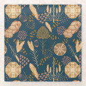 Bäckerei Bliss: Artistisches Brot und Gerste, Aqua Glasuntersetzer (Vorderseite)