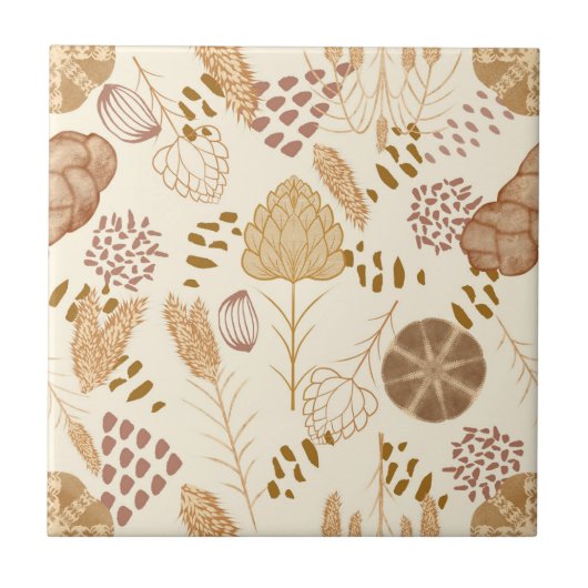 Bäckerei Bliss: Artistisches Brot und Gerste, Beig Fliese (Vorderseite)