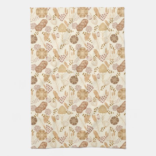 Bäckerei Bliss: Artistisches Brot und Gerste, Beig Geschirrtuch (Vertikal)