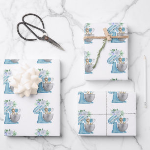 Bäckerei Blue Flower Mixer Geschenkpapier Set