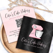 Bäckerei-Blush-Rosa-Küchenmixer-QR-Code auf Schwar