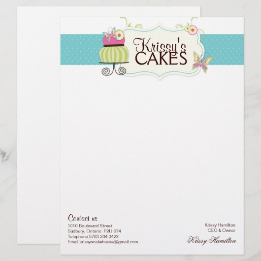 Bäckerei-Briefkopf Briefbogen (Vorne/Hinten)