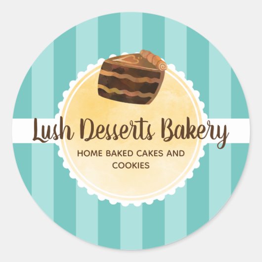 Bäckerei Business Aquamarin Blue Cake Bäckerei Ver Runder Aufkleber (Vorderseite)