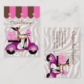 Bäckerei Business Card Scooter Girl Rosa Boxen Zeb Visitenkarte (Vorne/Hinten)