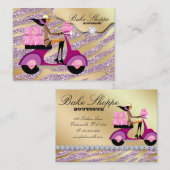 Bäckerei Business Card Zebra Pink Gold Sparkassett Visitenkarte (Vorne/Hinten)